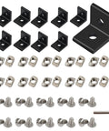 Ten Pack 2020 Series 2 Hole 90 Degree Inside Corner Bracket Kit For Aluminum Extrusion 6mm Slot Black L Corner Brackets With M5 Nuts And Screws Plus Wrench Included Heavy Duty Build For Industrial Frames