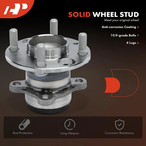 A-Premium rear wheel bearing and hub assembly with four lug studs, silver finish for Nissan Versa/Kicks 2020-2024