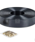 Roll of Obsidian Black Chain Link Fence Privacy Tape, 250 Ft Coverage with included fasteners for gardens, patios, and yards.