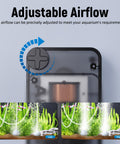 Ultra Silent Aquarium Air Pump For 60 To 90 Gallon Tanks, showcasing adjustable airflow knob with high and low settings