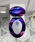 Elongated Toilet Seat Resin Quiet Close for Bathroom with jellyfish design, top view on modern toilet.