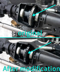 Beefy Steel Front Or Rear Spiral Cut Differential Ring And Pinion Gear Set 32T And 9T Axial SCX6 before and after upgrade