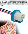 Ride Ready 9007 9004 HB1 HB5 Headlight Wiring Harness Socket Adapter close-up of ceramic plug with copper wiring.