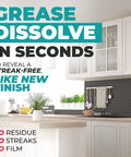 Kitchen space featuring a modern design with cabinets, showcasing Kitchen Cabinet Cleaner Kit With Brush Knock Out Stubborn Grease And Grime On Wood And Painted Furniture Gentle Residue Free Degreaser Spray No Fuss Cleanup And Leaves Squeaky Clean Shine.