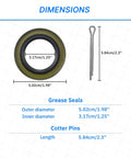 Trailer Axle Hub Grease Seals Kit With Cotter Pins For EZ Lube Axles 2000 2200 Lb BT8 Spindle dimensions and sizes