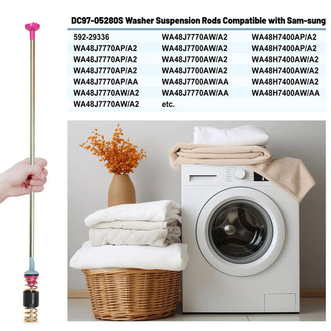 4 Pack DC97-05280S Suspension Rod Washer Damper Kit For WA48H7400 Series Washers with laundry basket and machine