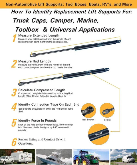 Guide for Two Pack Twenty Point Seven Five Inch Rear Liftgate Struts For Trunk Hatch Gas Spring Lift Supports