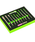 11 Piece Punch And Chisel Set For Metalworking Pro Grade Tools Made From Heat Treated Alloy Steel With Green EVA Organizer Tray