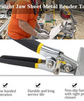 6 Inch Hand Seamer Tool With Straight Jaw Benders for Flattening Sheet Metal, ergonomic handle visible, used in metal workshop