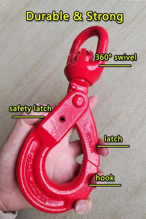 Swivel Lifting Hook With Self Locking Mechanism, 360 Degree Swivel For Hoist And Rigging, Heavy Duty 4410 Lbs Capacity in hand