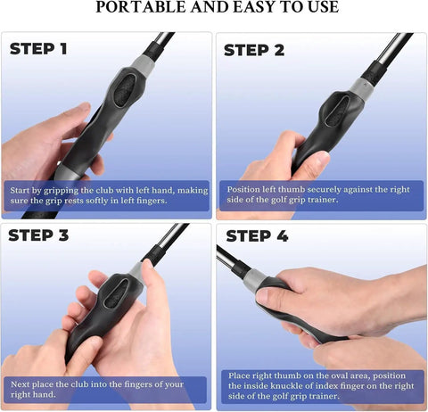 Steps to use Right Hand Golf Grip Trainer For Proper Grip Position, Ergonomic Training Aid To Fix Flaws Fast, Builds Muscle Memory, Blue