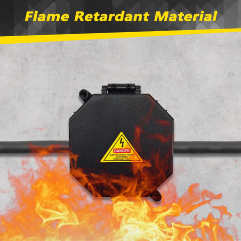 Black Open Splice Junction Box 2 Pack With Cover For Easy Electrical Splices And Wire Junctions V0 Flame Retardant Rated