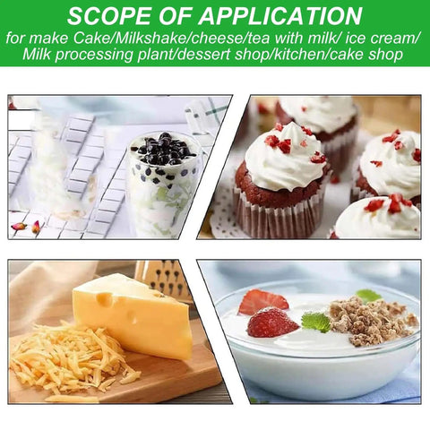 Scope of application for food made with Top Notch High Speed Skim Milk Separator 12L Capacity Copper Motor Up To 10500 RPM