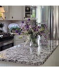 Peel And Stick Waterproof Vinyl Countertop Backsplash Wrap 36x144 In Grey Off White Black Granite Marble Look Laminate Sheet on kitchen island