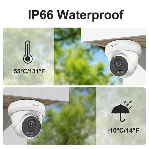 4K 16 Channel PoE Security Camera System With 8MP Outdoor Cameras, Smart Color Night Vision, weatherproof camera installed outside