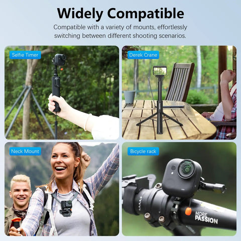 Magnetic Quick Release Adapter Mount for Insta360 GO Ultra, Aluminum Base Bracket used on selfie stick, tripod, neck, bike mounts.