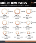 200 Piece Copper Crush Washer Set Metric Assortment With 9 Sizes For Oil Water And Fuel Lines Durable Copper Flat Washers With High Conductivity And Heat Tolerance Seals Tight And Prevents Leaks For DIY Projects, size chart for M14 to M5 washers
