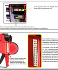 Two Line Price Tag Gun With A To Z Letters, 20 Digits Per Line, letter selection guide and number display close-up view