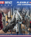 Two Piece 3/8 Inch Female To 1/2 Inch Male Impact Socket Adapter Set For Heavy Duty Wrench Transfers And Garage Grinds in use on a bicycle.