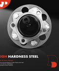 Rear Wheel Bearing And Hub Assembly With ABS For Toyota Camry RAV4 Avalon C HR And Lexus ES Models 2018 To 2024 5 Lug Drop In Replacement OE Style Durable Steel Housing Quiet Smooth Operation Long Lasting Performance demonstrating high hardness steel and corrosion resistance
