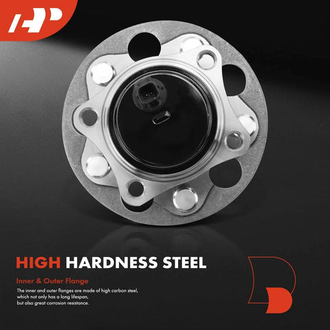 Rear Wheel Bearing And Hub Assembly With ABS For Toyota Camry RAV4 Avalon C HR And Lexus ES Models 2018 To 2024 5 Lug Drop In Replacement OE Style Durable Steel Housing Quiet Smooth Operation Long Lasting Performance demonstrating high hardness steel and corrosion resistance