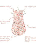 Cozy Baby Sleep Sack 0-12 Months Wearable Blanket 100 Percent Cotton 0.5 Tog Sleeveless Design Light Pink and Ink Pink 2 Pack for Newborns and Infants, Breathable, Machine Washable featuring sleeveless floral design with zipper