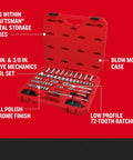 Beast 83 Piece Mechanics Tool Set With Low Profile Ratchet And 72 Tooth Ratchet SAE And Metric Sockets In Durable Blow Mold Case open