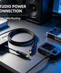 Big Rig 12V Male To Male Power Lead Featuring 5.5X2.1Mm Tips connected to audio equipment for smooth power flow.