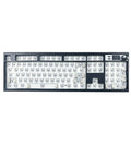 Next Level Full Size Mechanical Keyboard Barebones Kit Decked Out With Smart Screen And Volume Knob Hot Swappable Gasket Mount Tri Mode Wireless Qmk Via Programmable Legit Smooth Rgb Backlit Board Black top view with unassembled switches.