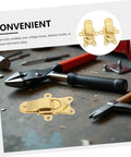 Super Cool 2 Piece Golden Zinc Alloy Duckbilled Toggle Latch Sets on a workbench with tools for secure storage solutions.