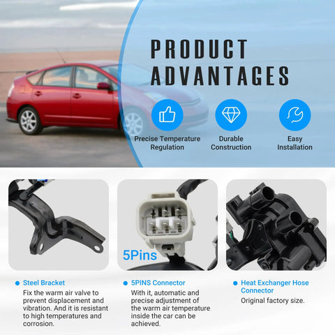 Shop Grade Heater Control Water Valve And Coolant Flow Regulator Assembly For Toyota Prius Hybrid 1.5L 2004 Through 2009 No Headache Direct Bolt In Rig Ready Upgrade with steel bracket and 5 pins connector.