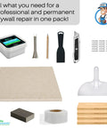 Pro Grade Drywall Repair Kit For Home And Office Fix Holes Fast With 12x12 Inch Panels Includes Backing Boards Joint Compound Patch Sanding Pad And All Essential Tools For A Clean Seamless Finish.