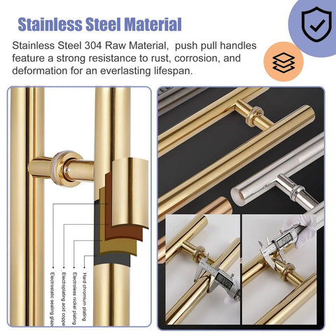 Double Sided Sliding Door Handle Pull Heavy Duty Stainless Steel Door Hardware Set For Glass And Wood Doors
