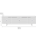 Dimensions of Quad Width Low Media Cabinet 8173 With Natural Walnut Finish, featuring space-saving design and cable management features.
