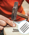 Carpenter using 4 Piece Nail Punch Set Center Punch Kit Includes 1/32 1/16 3/32 And 1/8 Inch Nail Setter Tools on wood