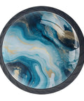 4 Pack Blue Marble Texture Round Cabinet Knobs, 1.37 Inch Drawer Pulls For Kitchen Cabinets Dressers And Closets, slick design with blue marble pattern.