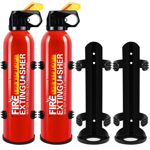 Portable Mini Fire Extinguisher 2 Pack With Durable Wall Mount Bracket Emergency Grab Bag Essentials For Home And Auto Slam Down Tiny Sparks And Save Your Ride Today