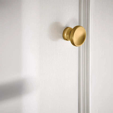 Colinet Brushed Gold Hand Towel Ring For Your Bath Easy Mount No Fuss Install Durable Satin Finish on white wall