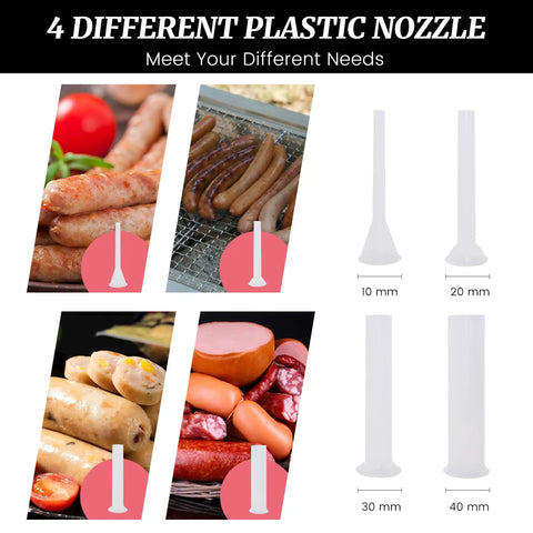 Sausage Stuffer And Vertical Sausage Maker For Home Kitchen 7Lb Capacity With 4 Nozzles 10mm 20mm 30mm 40mm Easy Tilt Cylinder And Single Speed Operation