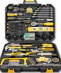 Open 158 Piece Socket Wrench Auto Repair Tool Set With Mixed Hand Tools In Durable Toolbox Storage Case Ready To Use Out Of The Box