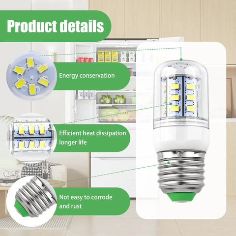 Bright E27 Refrigerator LED Light Bulb Replacement 5304511738 For Frigidaire Electrolux AC100-265V 3.5W, bulb details over fridge
