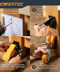 Heavy Duty Workbench Caster Kit With Retractable Stepdown Swivel Wheels Set Of Four Two Point Five Inch TPR Casters 600 Pound Rock Solid Shop Furniture Gear For Hassle Free Rolling installation steps with pre-drilling and mounting.