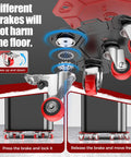 Heavy Duty Furniture Dolly Featuring Smooth Gliding Wheels And Reinforced Carbon Steel Frame with brake mechanism shown.