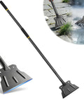 Heavy Duty Workhorse Garden Flat Shovel With 59 Inch Steel Handle And A 9.5 Inch Wide Blade For Ice Chopping Shown In Use