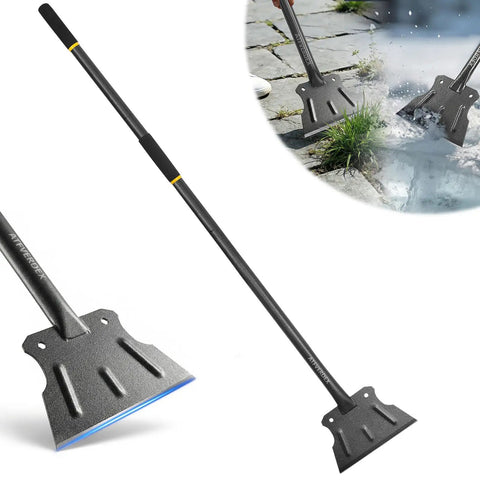Heavy Duty Workhorse Garden Flat Shovel With 59 Inch Steel Handle And A 9.5 Inch Wide Blade For Ice Chopping Shown In Use