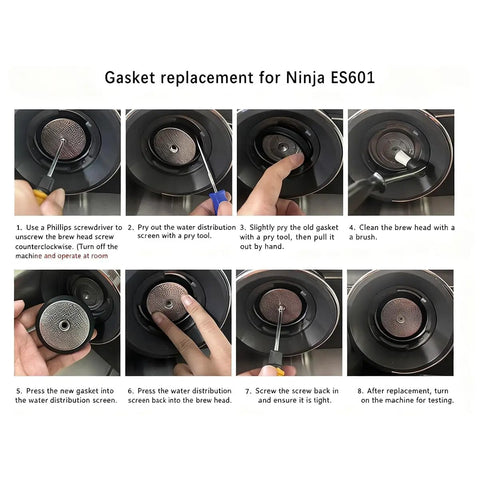 Step-by-step installation of Two Pack Silicone Gasket Replacement Kit For Coffee Makers Group Head Seals For ES601 ES655 ES701 Models