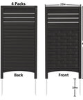 Outdoor Privacy Fence Panels For Yard And Garden Keep Nosy Neighbors Out, Resin HDPE Panels, 4 Pack Black, Front and Back View, 45x22 inches
