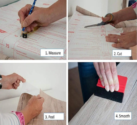 Beige Marble Self-Adhesive Film Roll 17x78 Inches, 2 Pack With Applicator, Peel And Stick Decor installation instructions