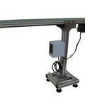Workhorse PVC Flat Conveyor Belt System With Adjustable Speed And Single Row Leg Stand, 47 x 5.9 inch, side view