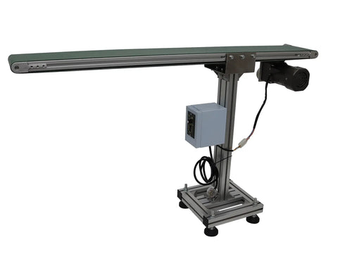Workhorse PVC Flat Conveyor Belt System With Adjustable Speed And Single Row Leg Stand, 47 x 5.9 inch, side view